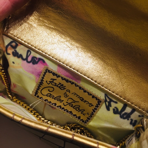 Carlos Falchi Crocodile Fatto a Mano Gold Clutch - Picture 5 of 8